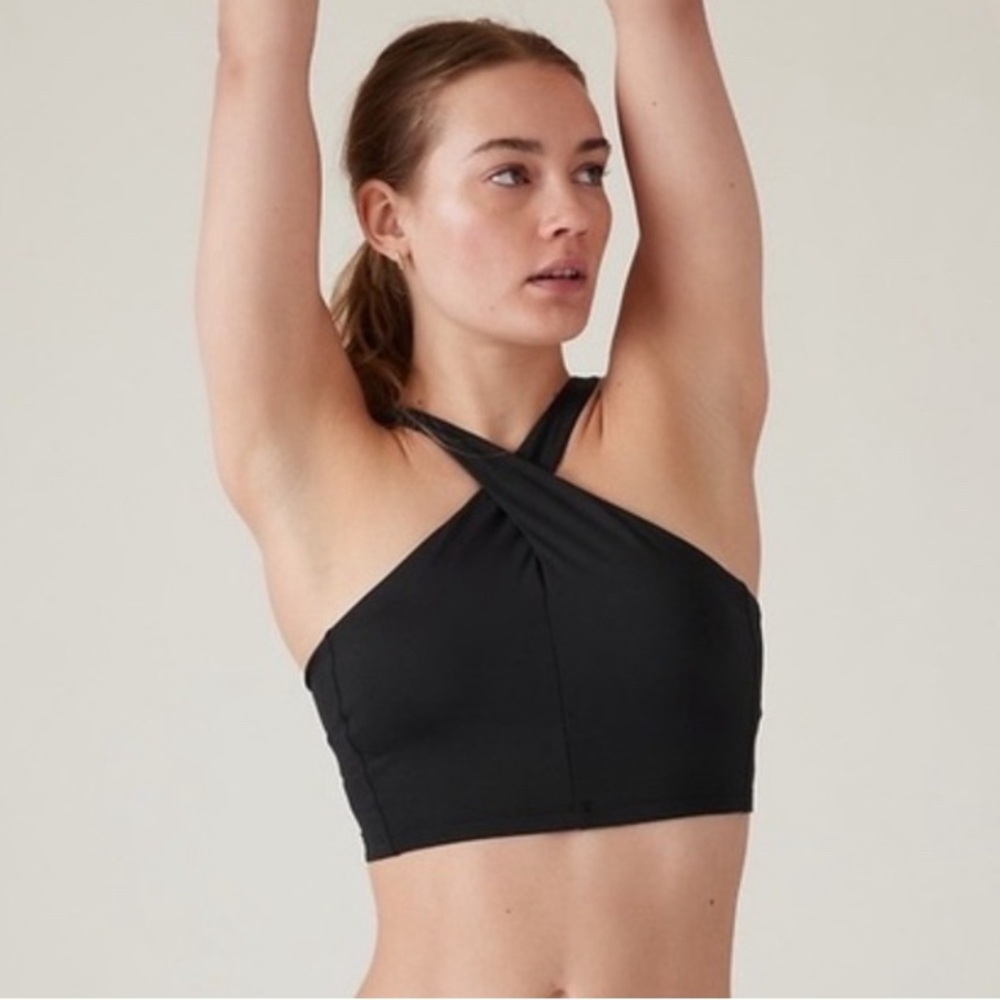 Athleta Women's crossed bikini top black Small NEW